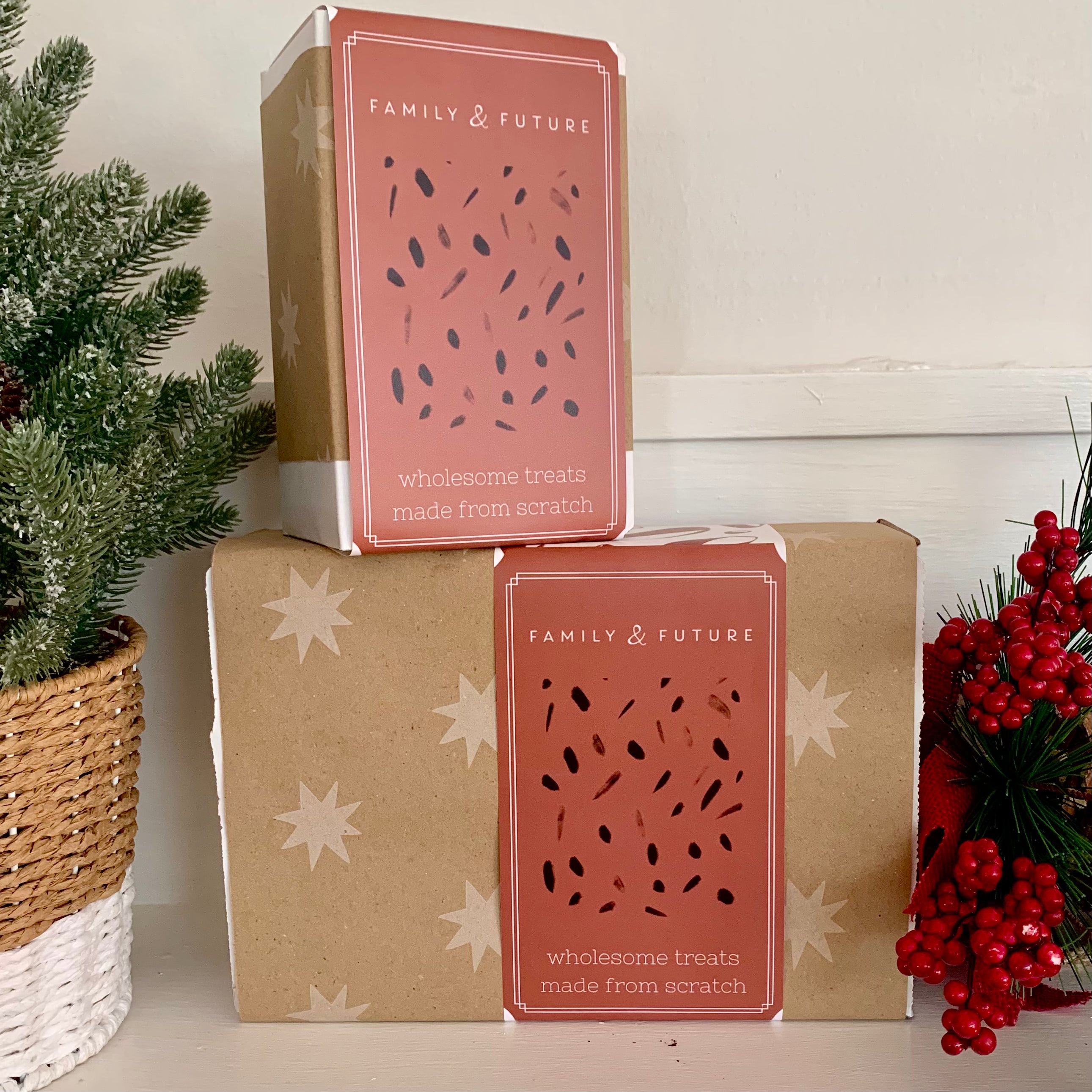 Wrapped and ready to open gift boxes Familyandfuturechocolate